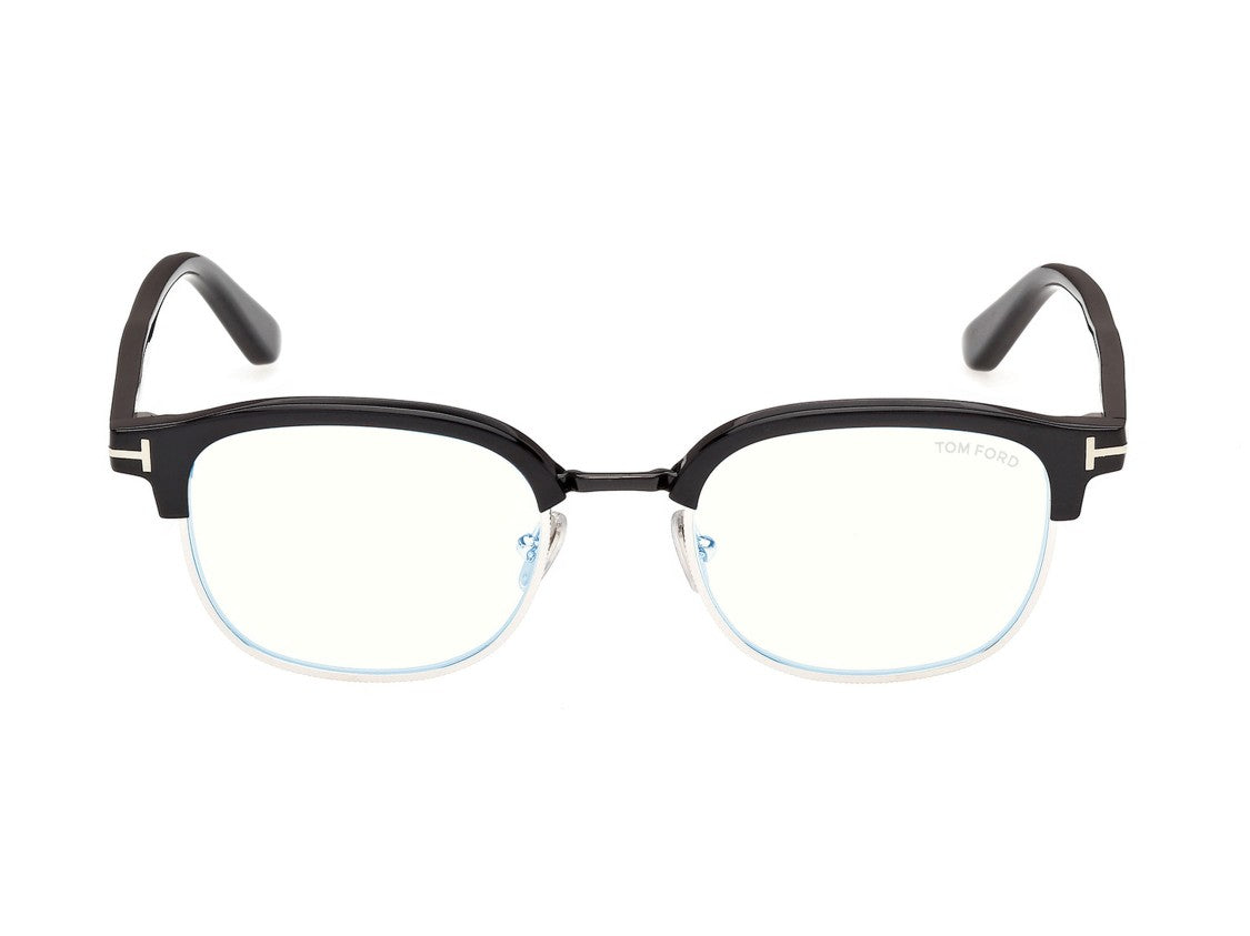 Tom Ford Ft6185-B Black Silver Accent Semi-Rimless Eyeglasses
