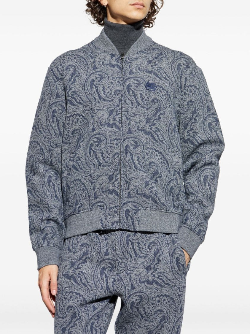 Etro Steel Blue Paisley Pattern Knitwear