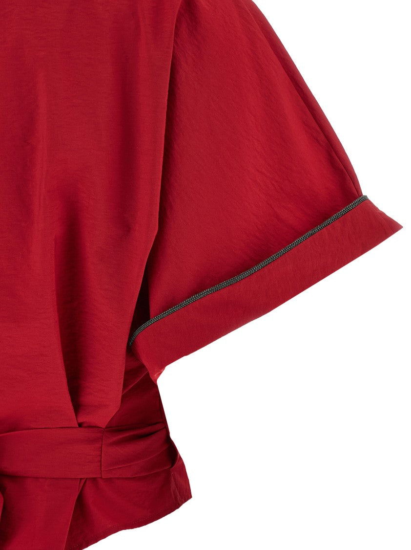 Brunello Cucinelli Crossed V-Neck Shirt With Adjustable Side Buckle