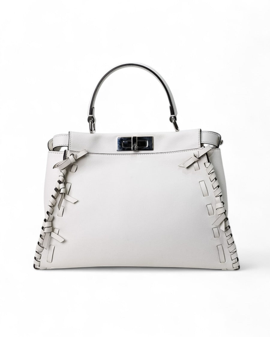 Fendi Peekaboo Medium White Bow