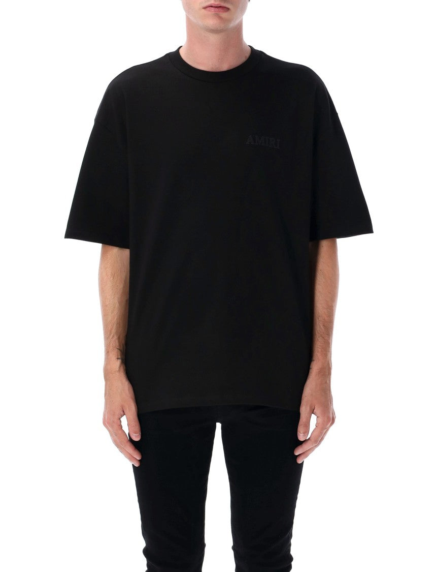 Amiri Black Oversized Tee With Relaxed Fit And Dropped Shoulders
