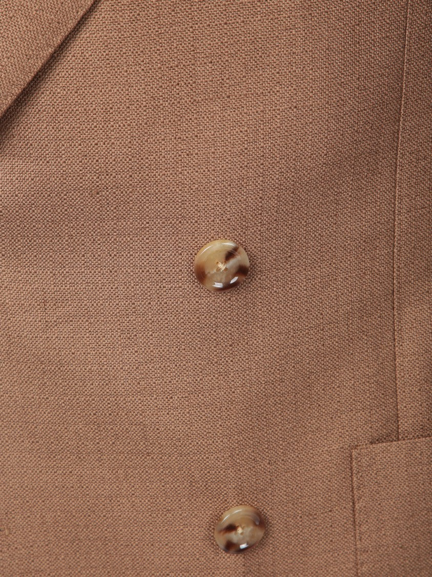 Lardini Double-Breasted Beige Blazer With Peak Lapels
