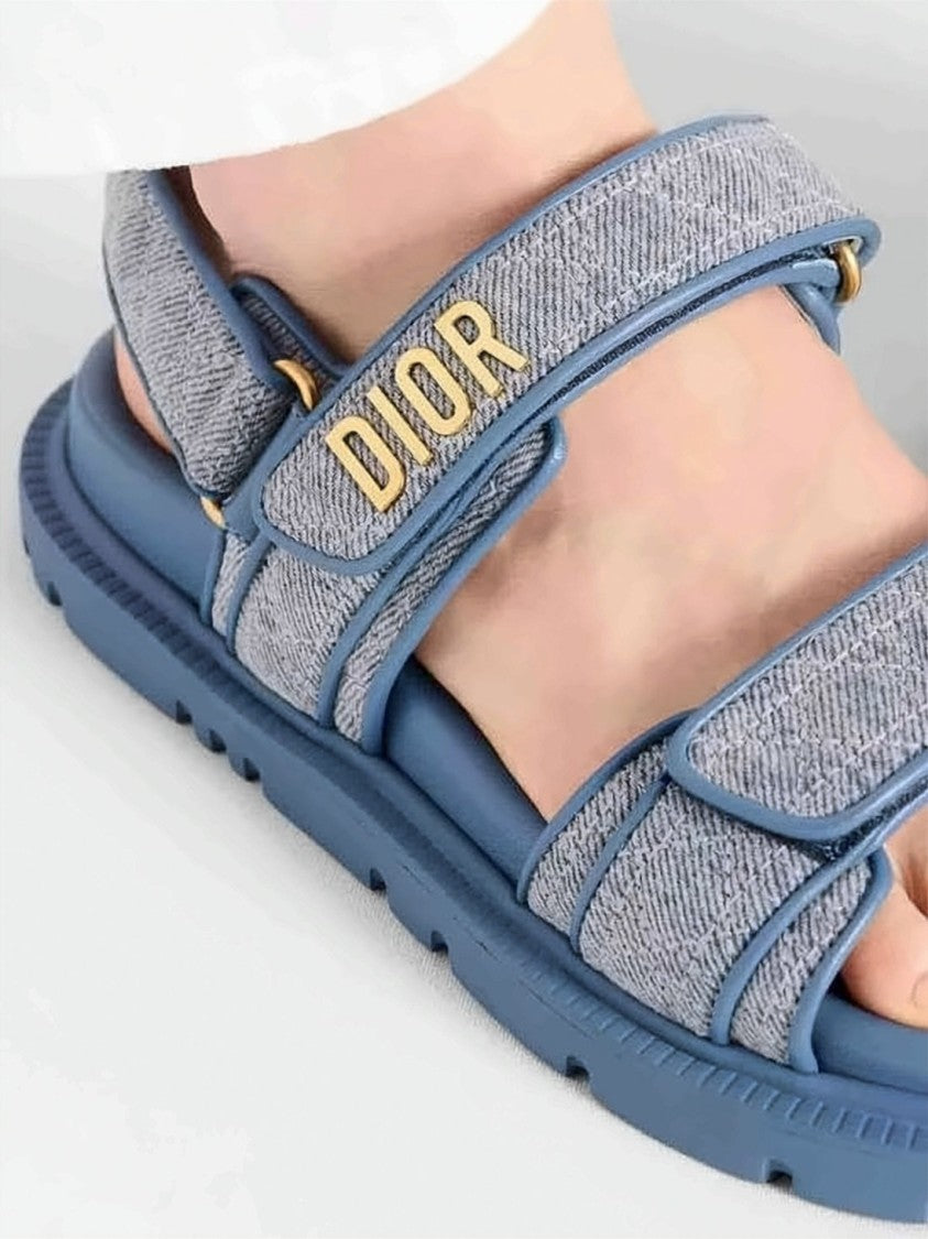 Dior Textured Fabric Sandal With Lambskin Accents And Adjustable Straps