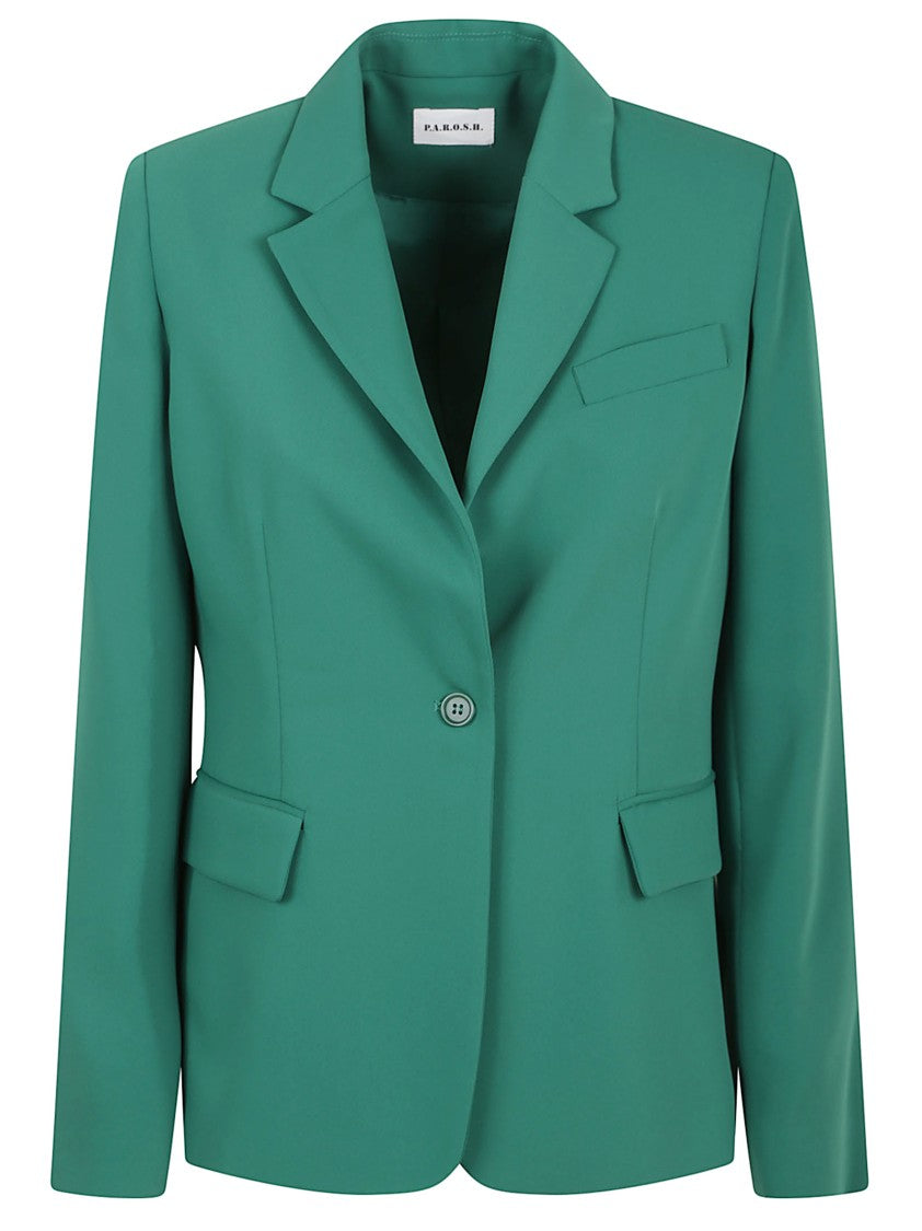 Parosh Tailored Green Jacket With Pointed Lapels