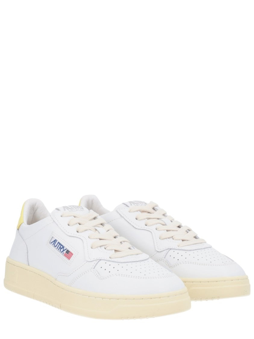 Autry Medalist Low Yellow Accent Perforated Sneakers