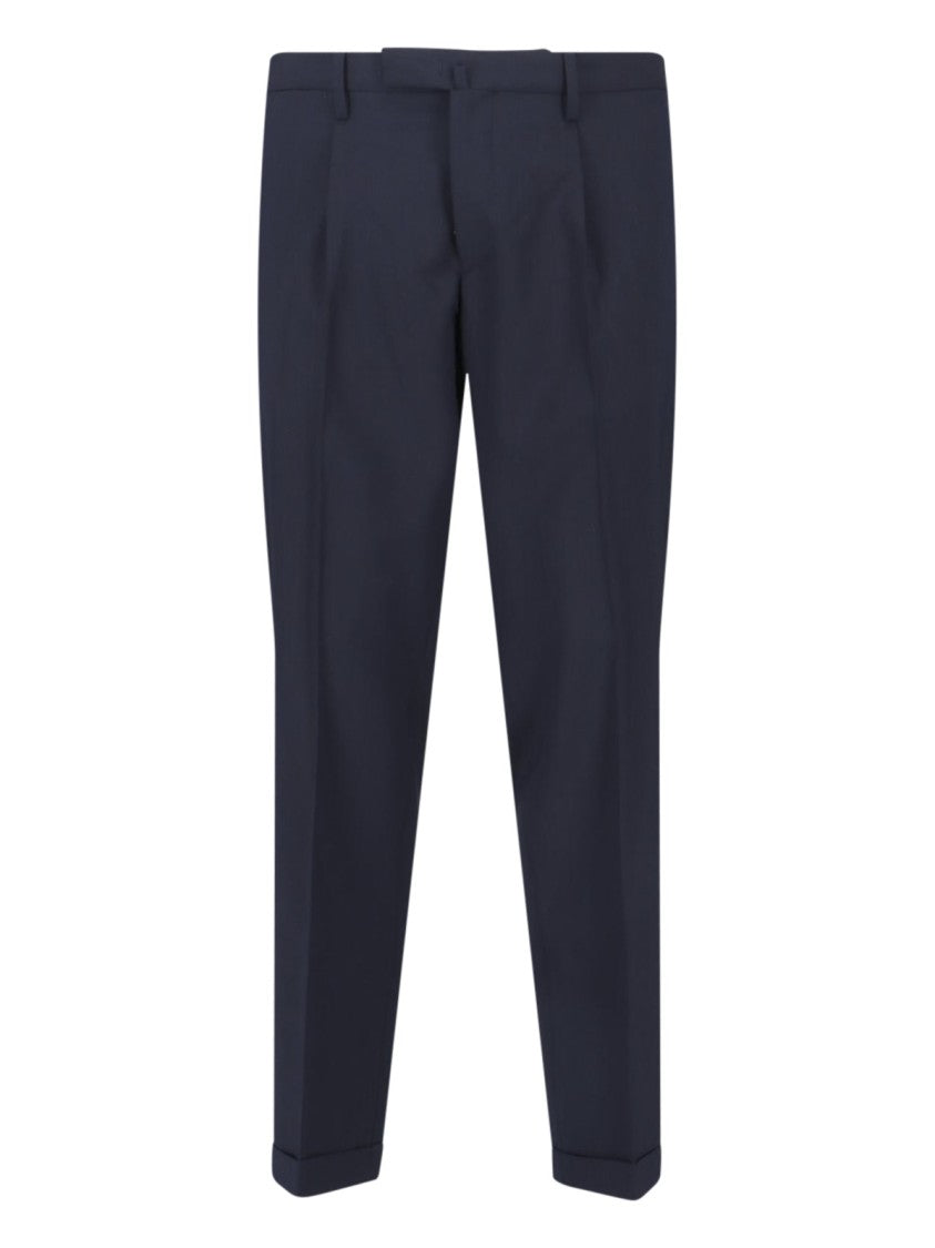 Briglia 1949 Navy Tailored Mid-Rise Virgin Wool Trousers