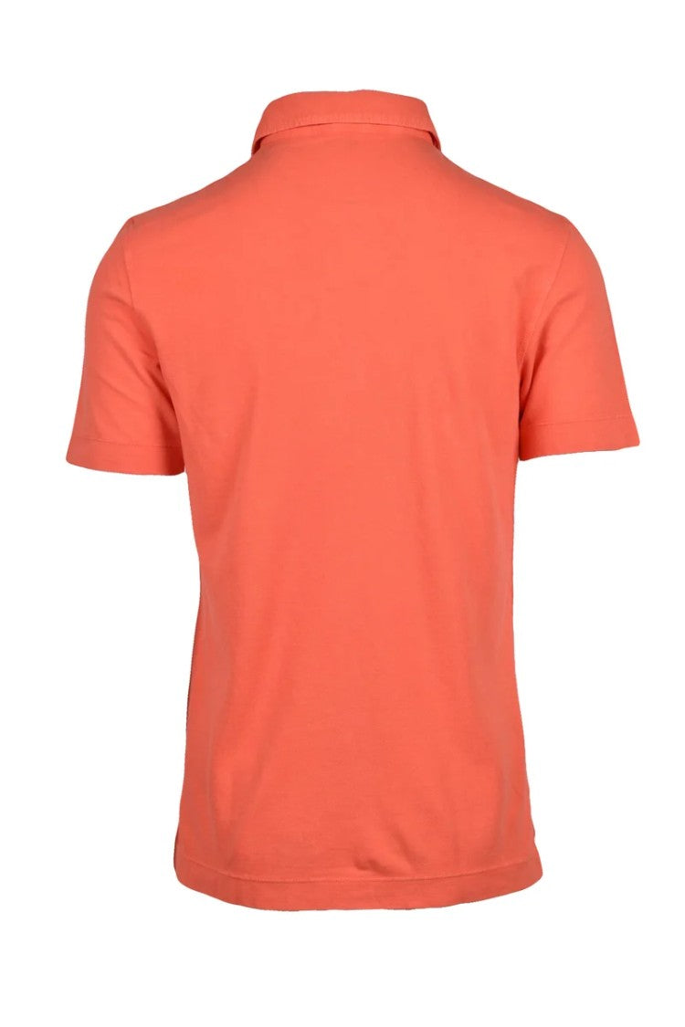 Drumohr Orange Knitted Cotton Polo