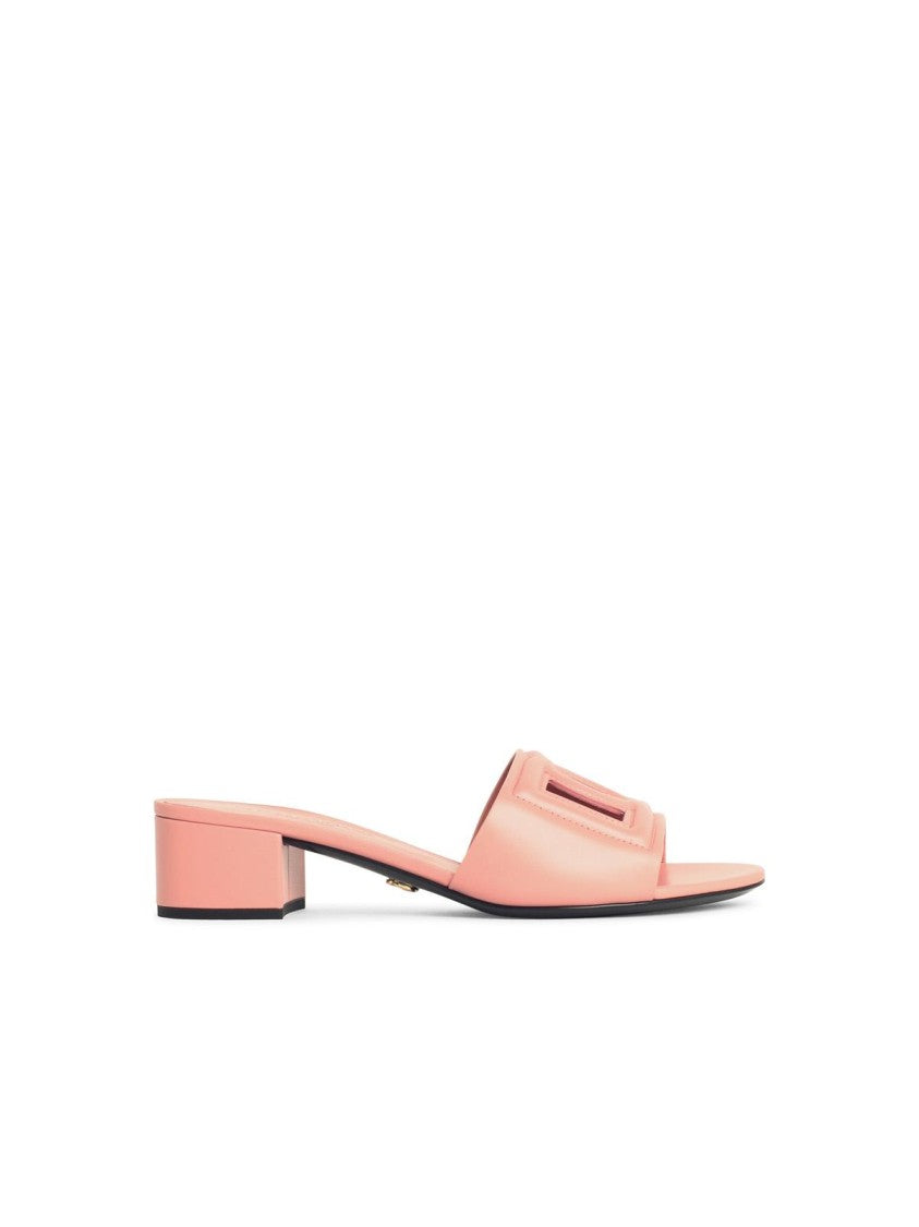 Dolce & Gabbana Pink Calfskin Leather Slippers