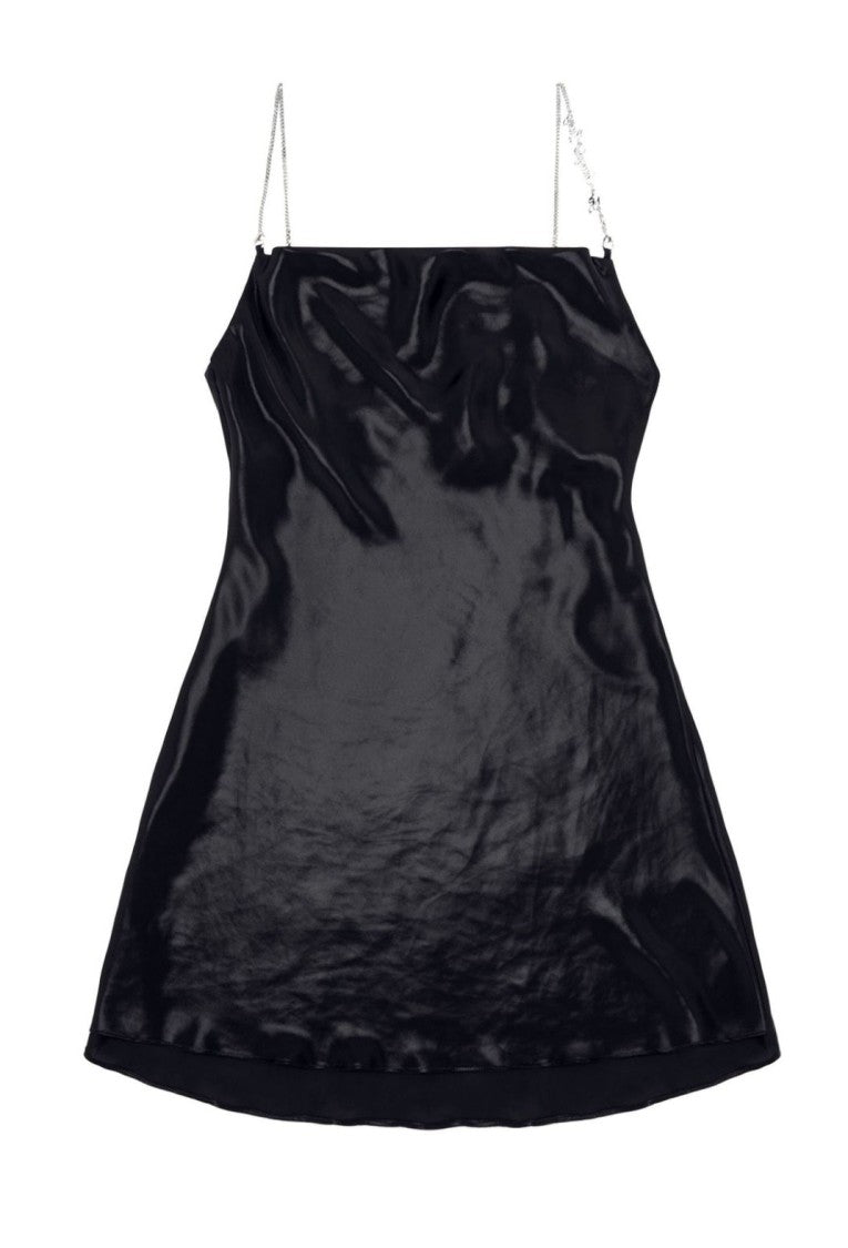Diesel Fitted Black Dress With Glossy Finish