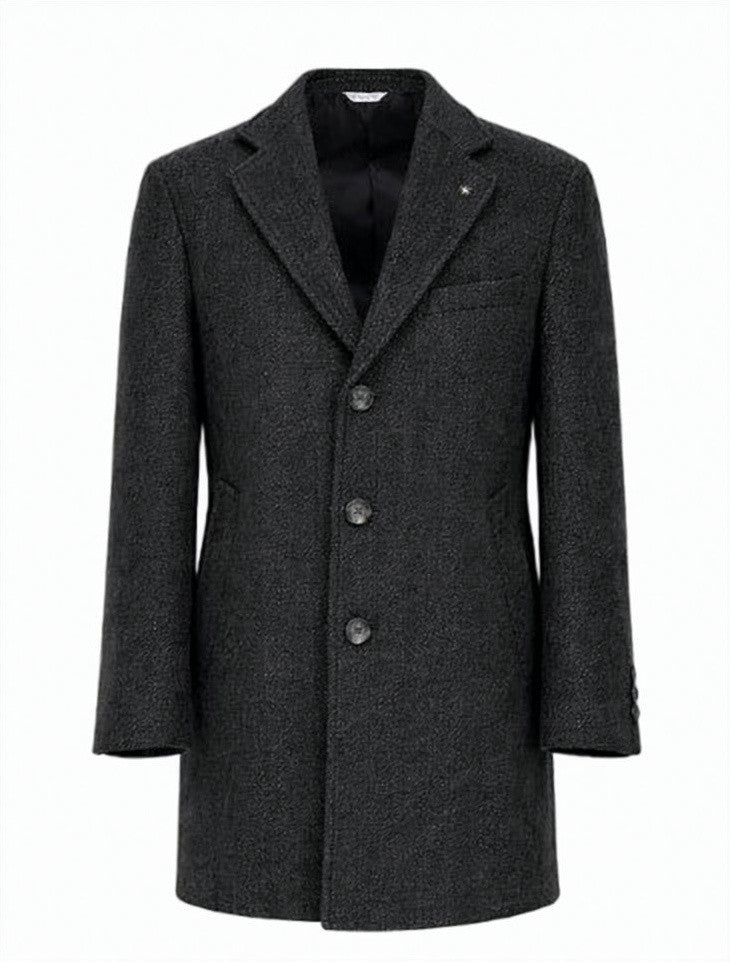 Manuel Ritz Herringbone Wool Blend Coat With Notch Lapel