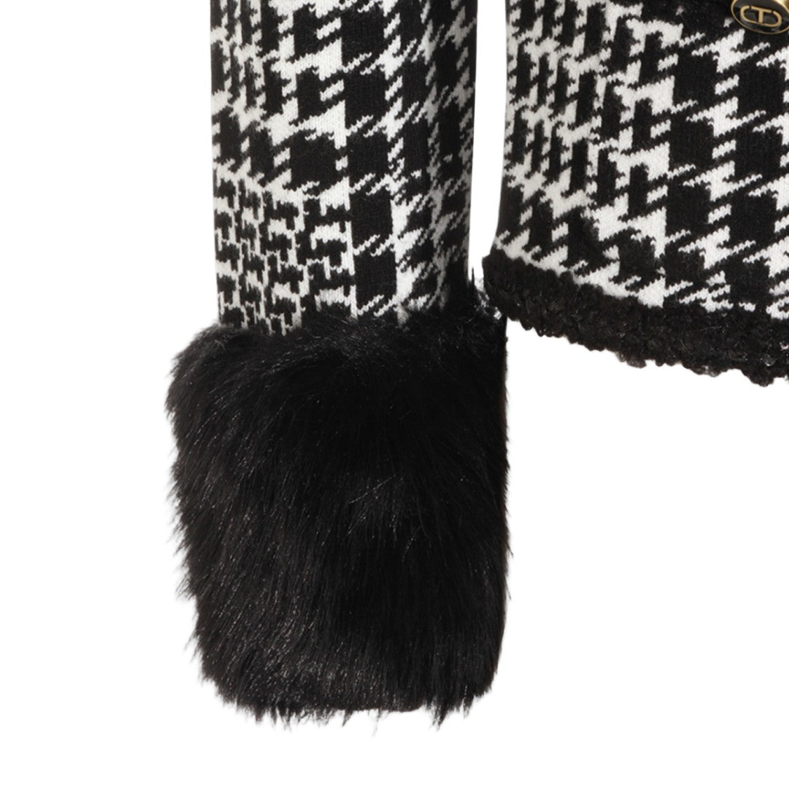 Twin-Set Houndstooth Pattern Jacket With Gold-Tone Buttons