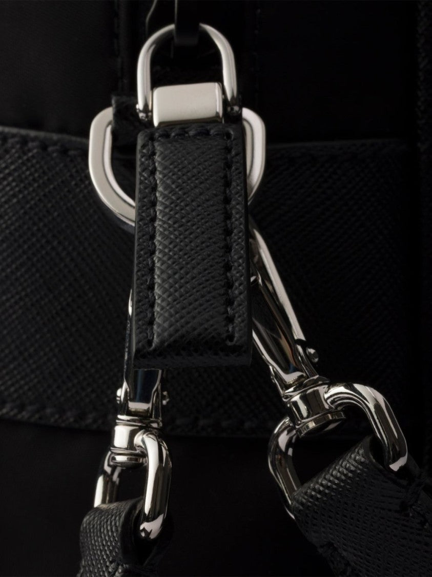Prada Black Re-Nylon Saffiano Leather Shoulder Bag