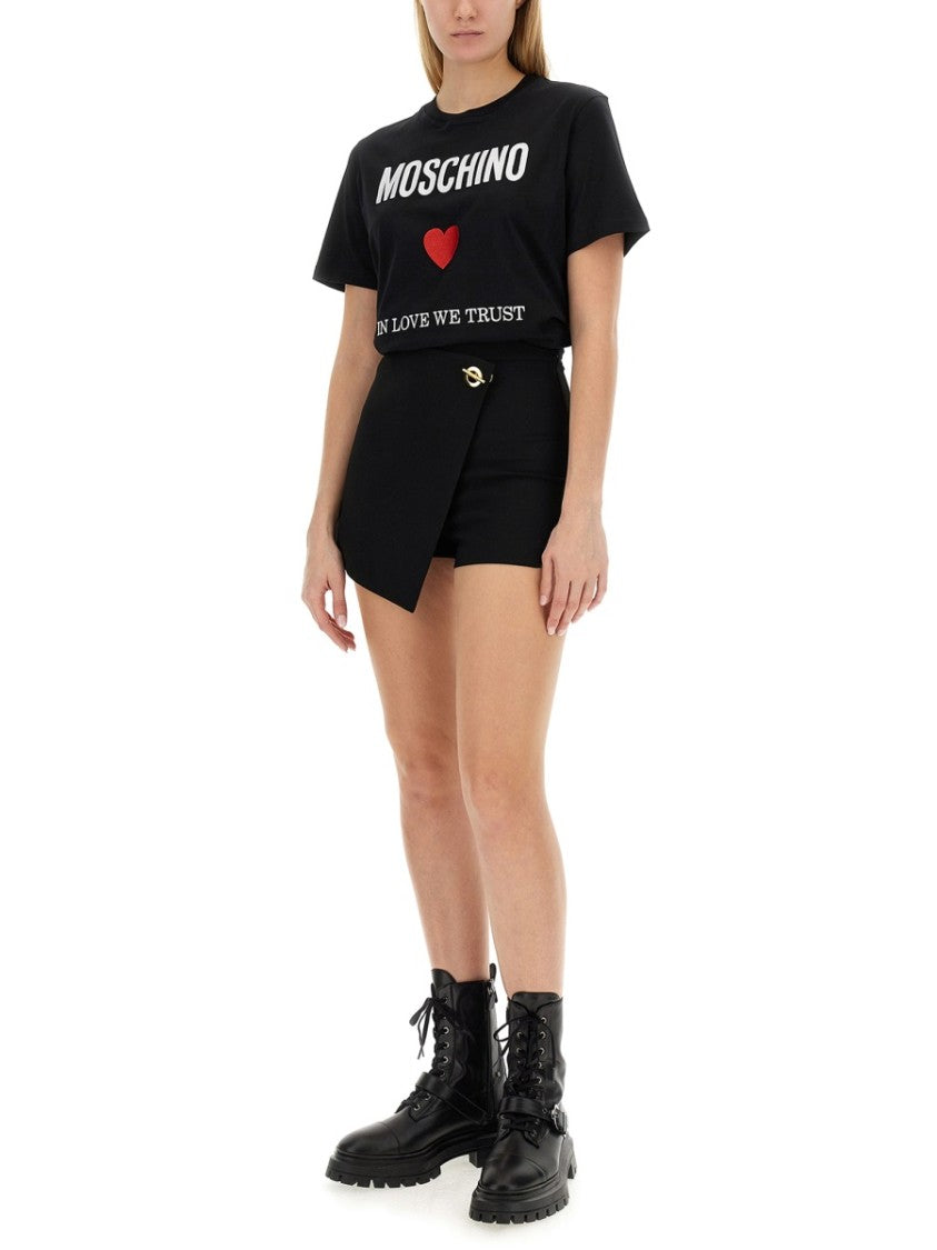 Moschino Black Regular Fit T-Shirt With Logo And Heart Graphic