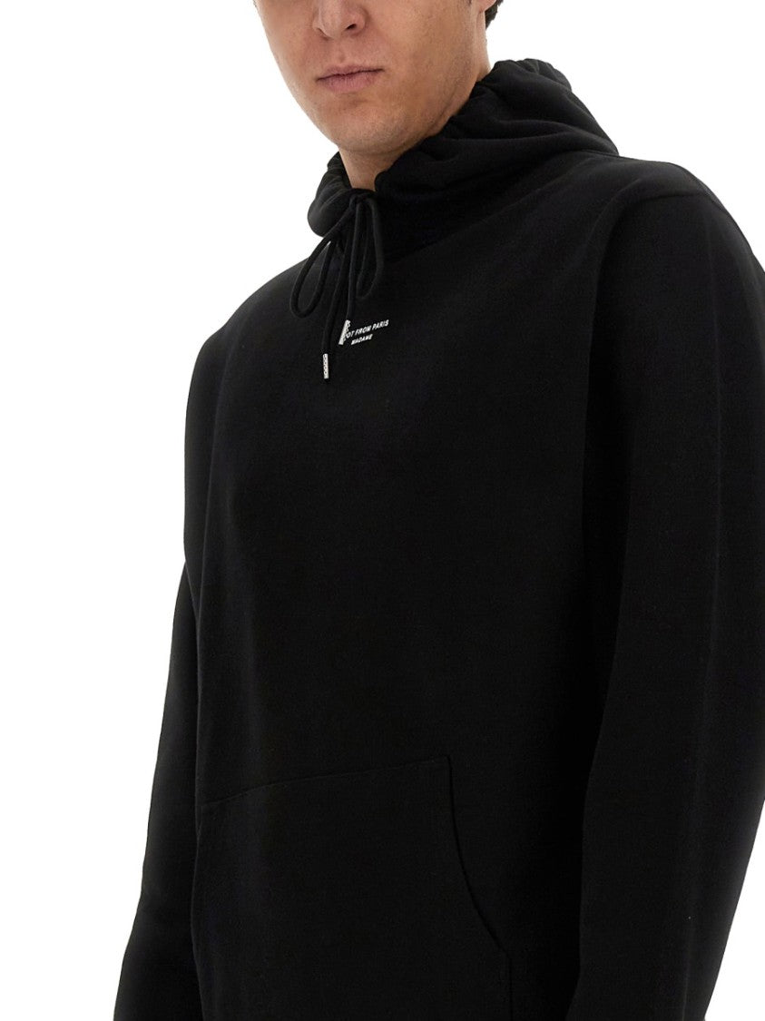 Drôle De Monsieur Relaxed Black Cotton Text Hoodie