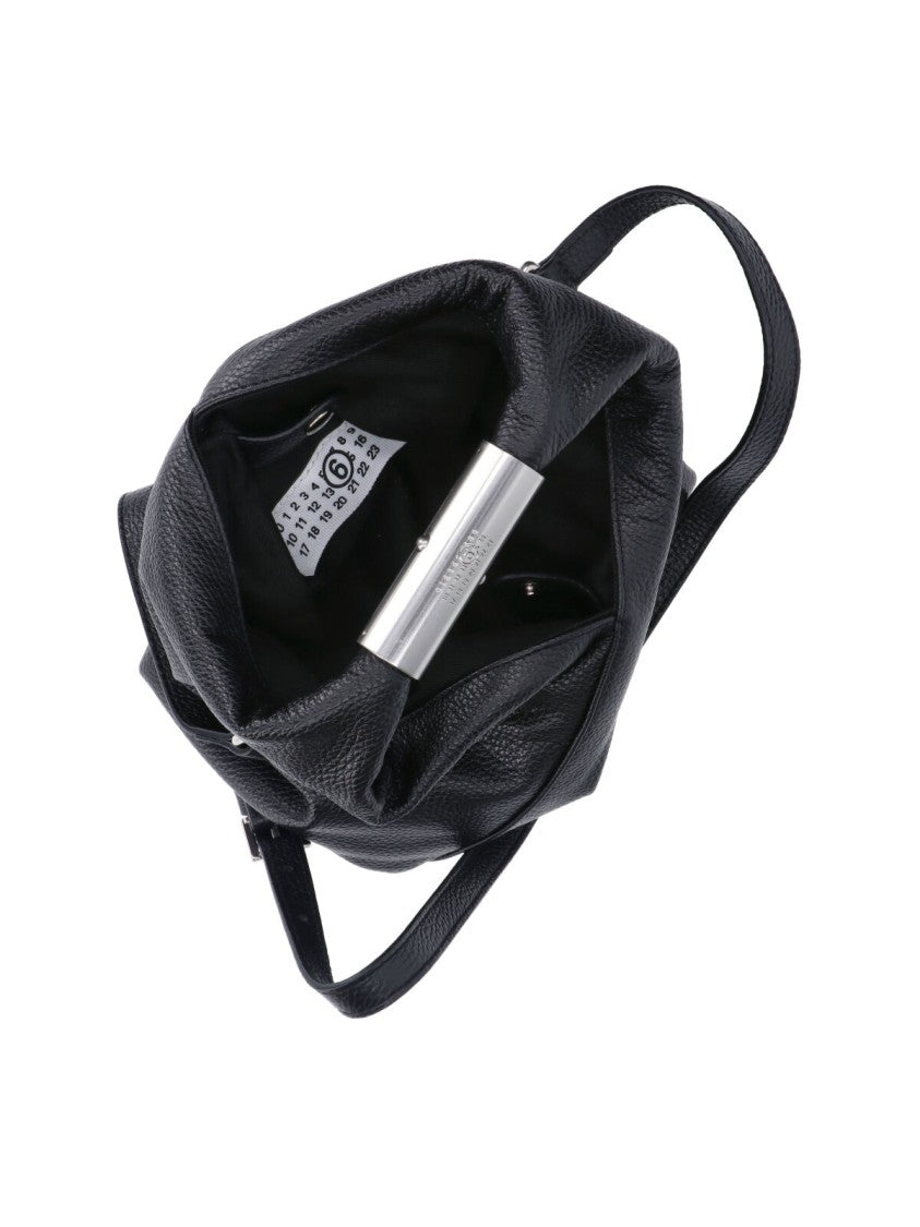 Mm6 By Maison Margiela Black Calf Leather Japanese Tote Bag