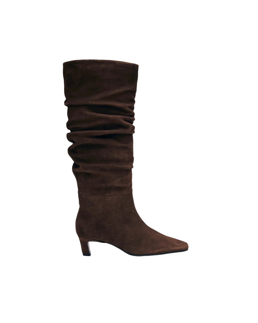 Alohas Knee-High Suede Boots With Slender Stiletto Heel