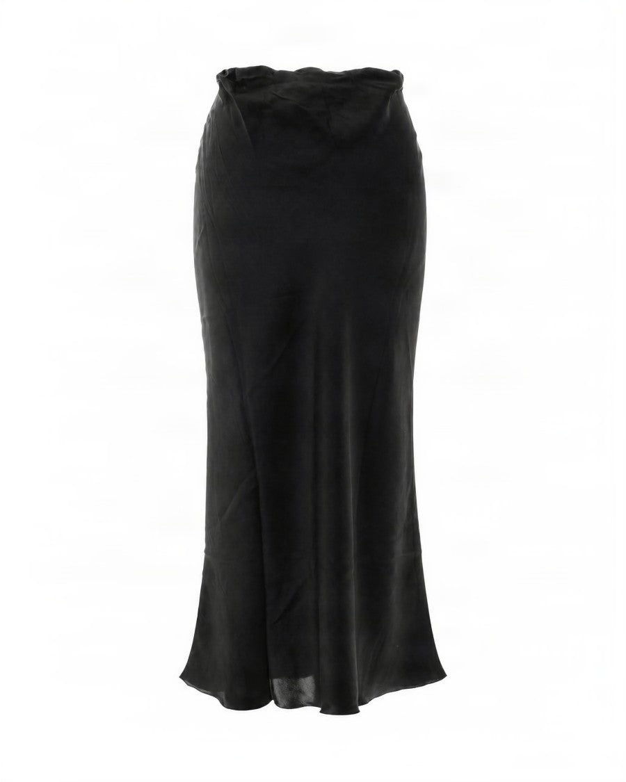 Fiorucci Black Elastic Silk-Blend Maxi Skirt