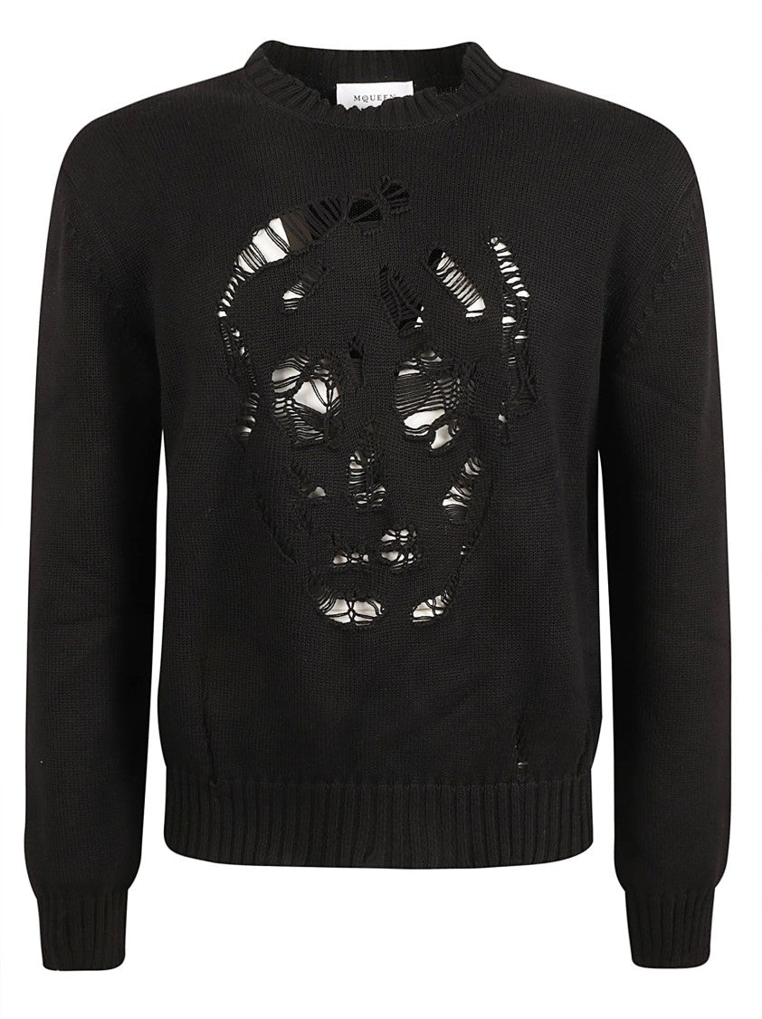 Alexander Mcqueen Distressed Black Sweater