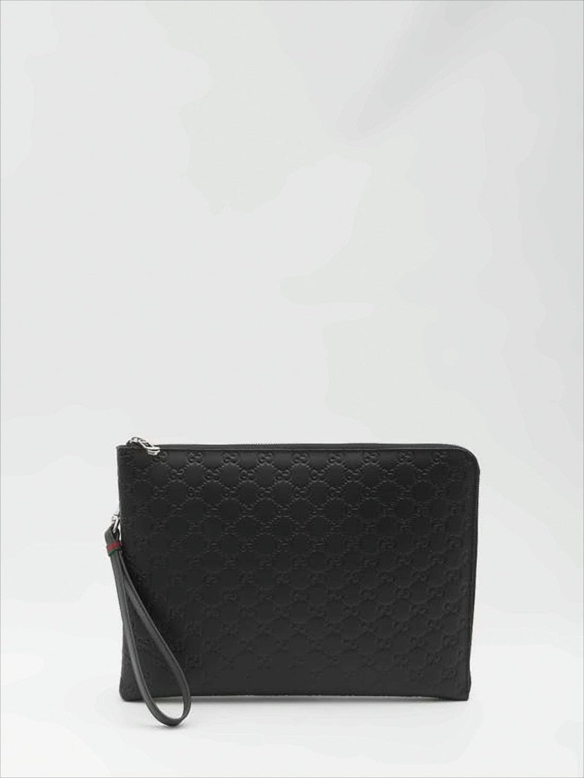 Gucci Textured Leather Clutch With Zip Closure