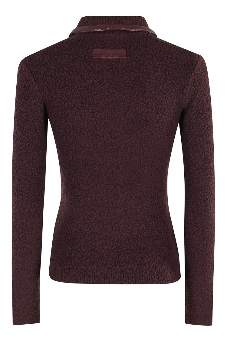 Elisabetta Franchi Tricot Sweater With Zippered Front And Contrast Trim