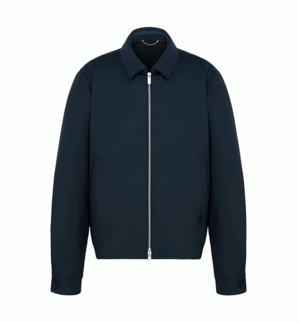 Dior Minimalist Blue Wool Jacket With Elasticated Hem