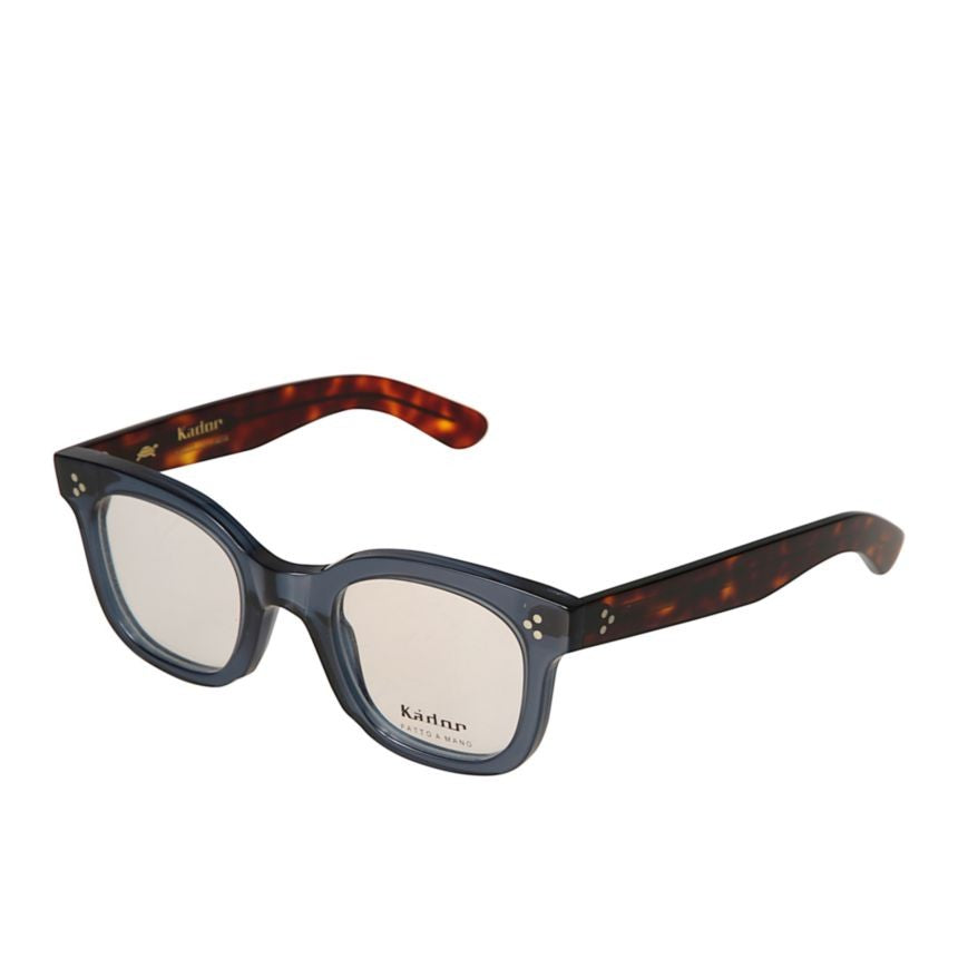 Kador Heritage Translucent Dark Blue Eyeglasses With Tortoiseshell-Patterned Arms