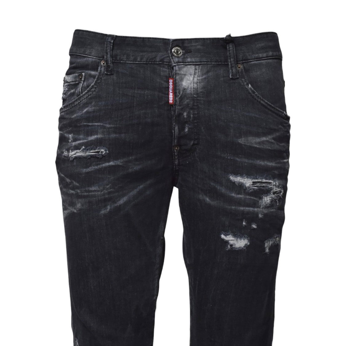 Dsquared2 Skater Destroyed Wash Jeans In Black Denim