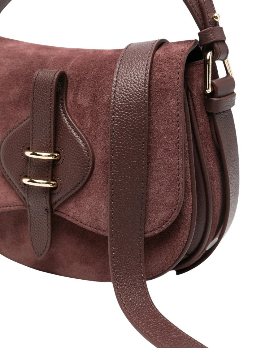 Coccinelle Mavery Suede Curved Suede Shoulder Bag