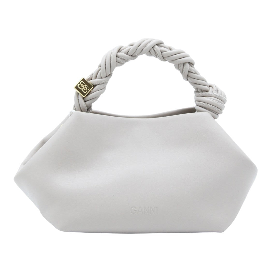 Ganni Geometric White Handbag With Twisted Handle