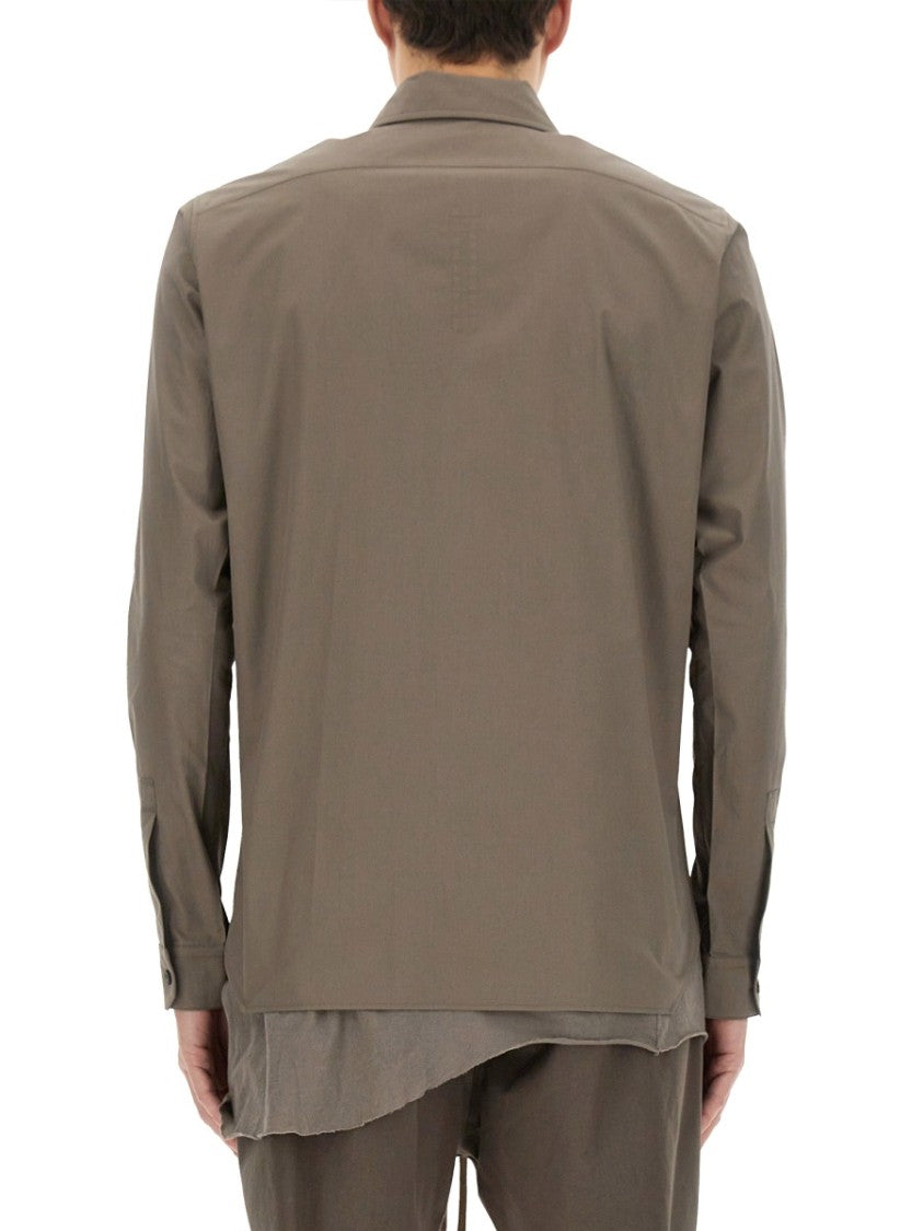 Rick Owens Structured Cotton Work Shirt With Button-Down Front