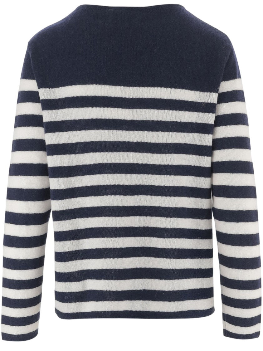 Bruno Manetti Navy Striped Cashmere Sweater