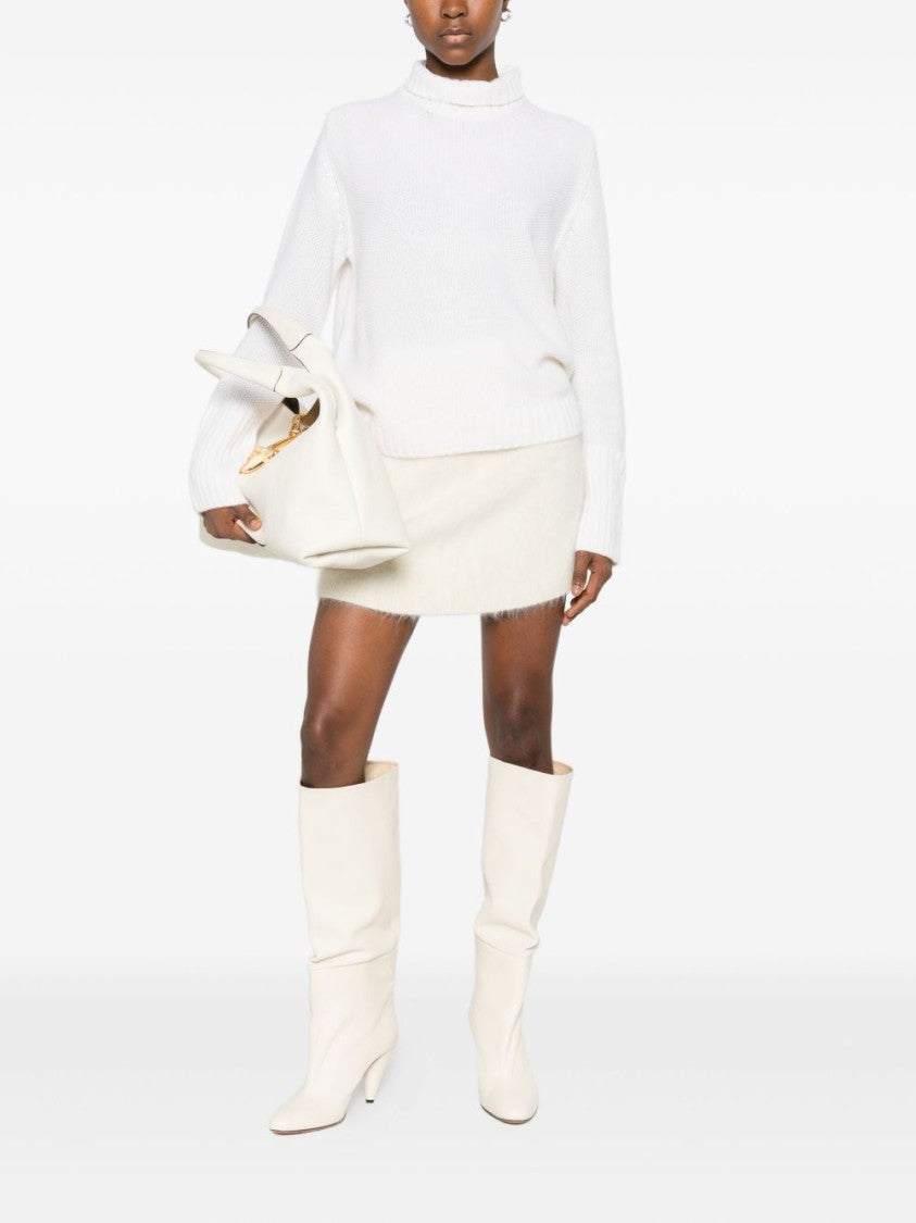 Tabaroni Cashmere Ribbed Mock Neck Cashmere Sweater