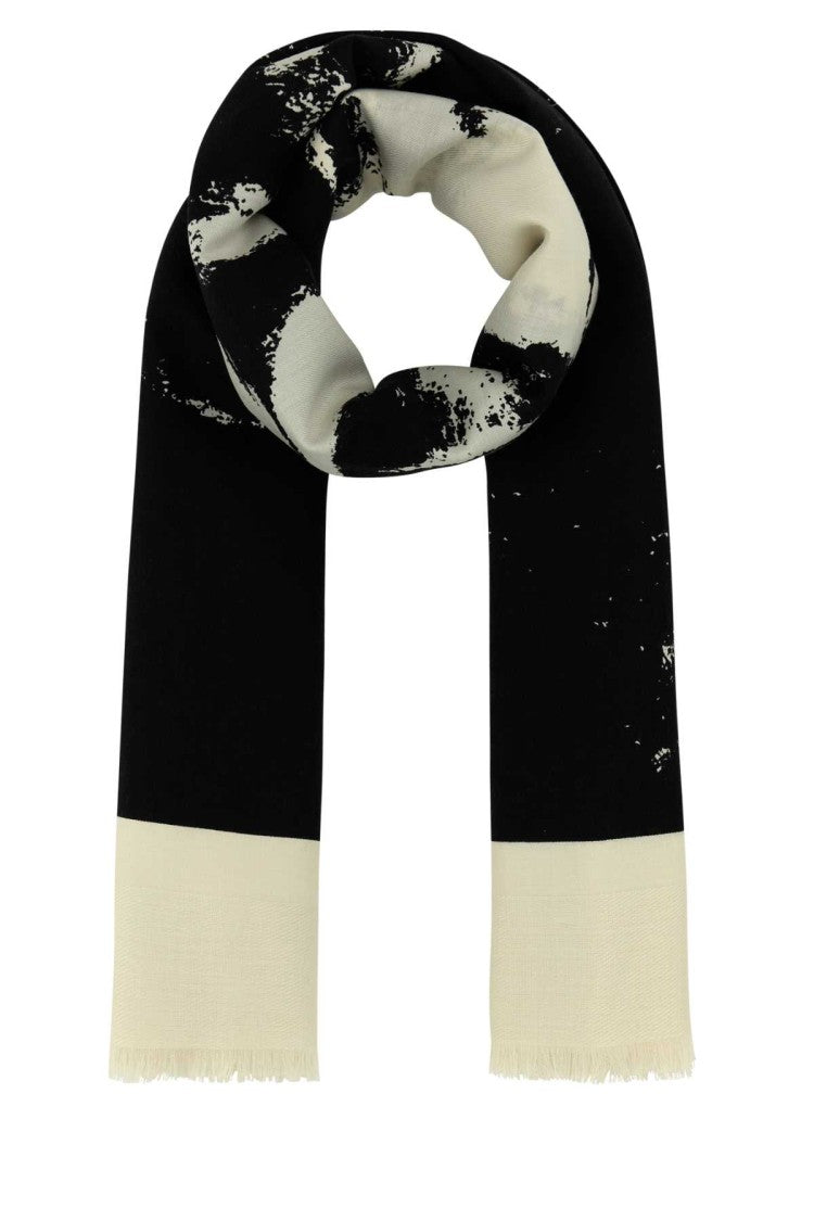 Alexander Mcqueen Ivory Silk Blend Scarf
