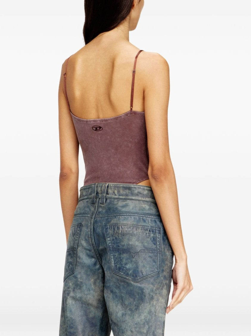 Diesel Brown Fitted Tank With Adjustable Spaghetti Straps