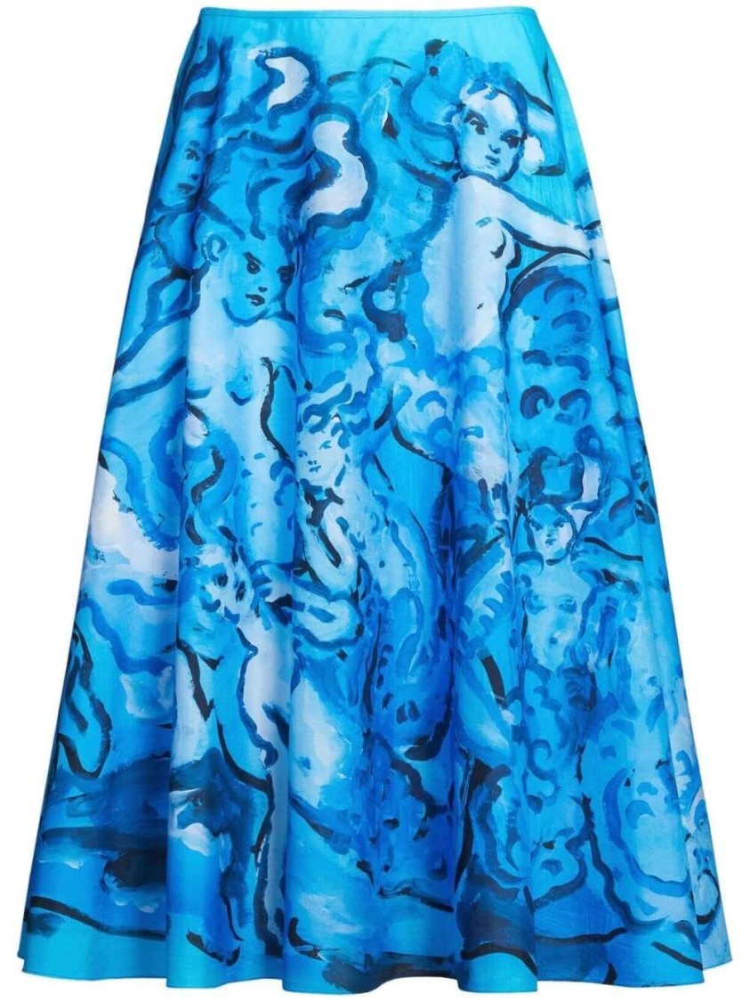 Marni Painterly-Print A-Line Skirt