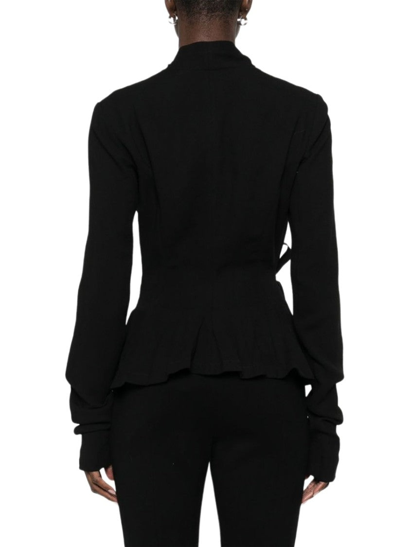 Rick Owens Black Hollywood Wrap-Style Wool Blazer