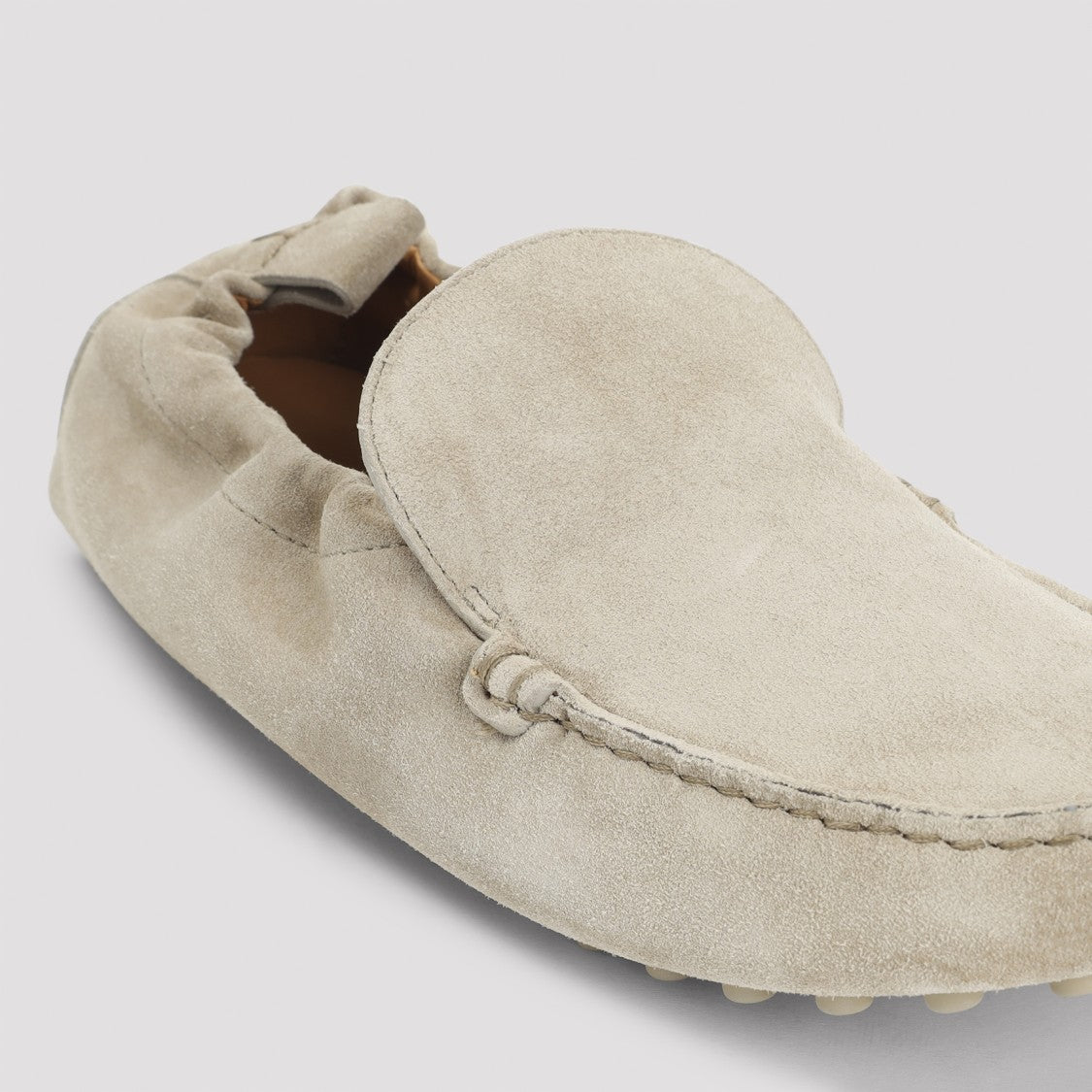 Tod's Rope Beige Suede Loafers With Signature Gommini Sole