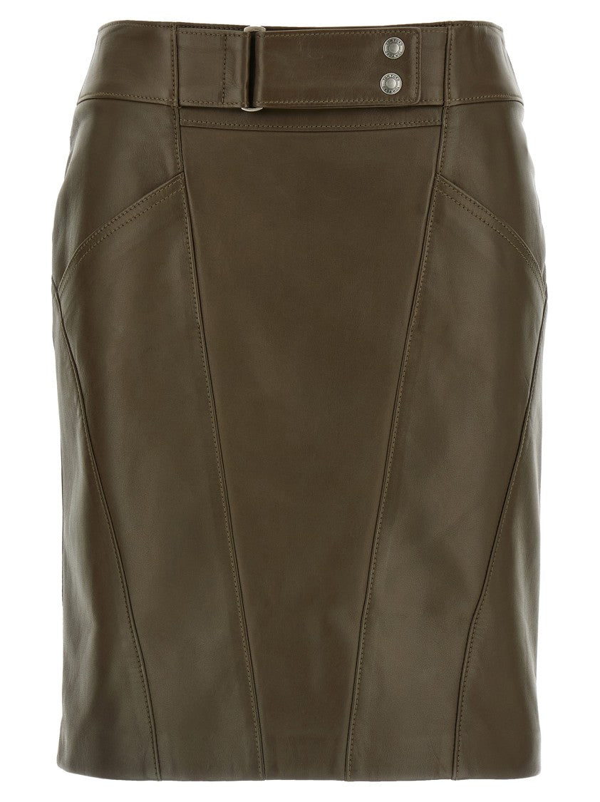 Tom Ford Nappa Midi Skirt With Detailed Stitching
