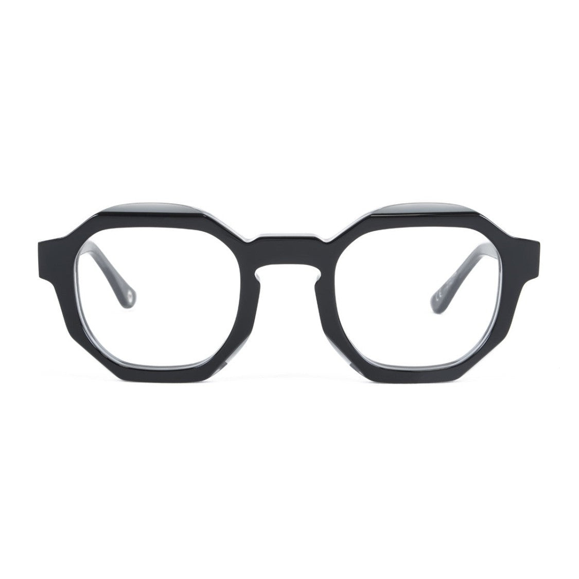 Mondelliani Black Octogone Celluloid Geometric Eyeglasses