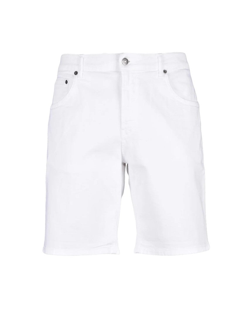 Dondup White Mid-Thigh Zip Closure Stretch Cotton Shorts