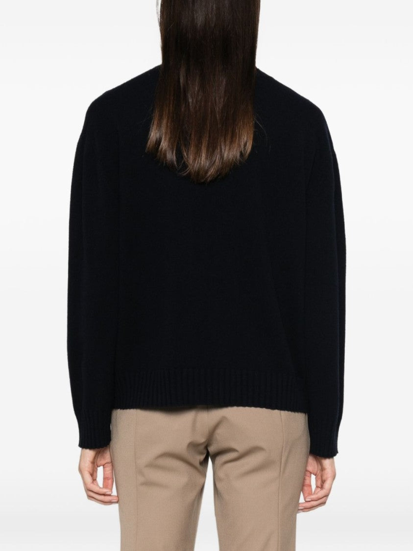 Fabiana Filippi V-Neck Vertical Stitch Knit Sweater