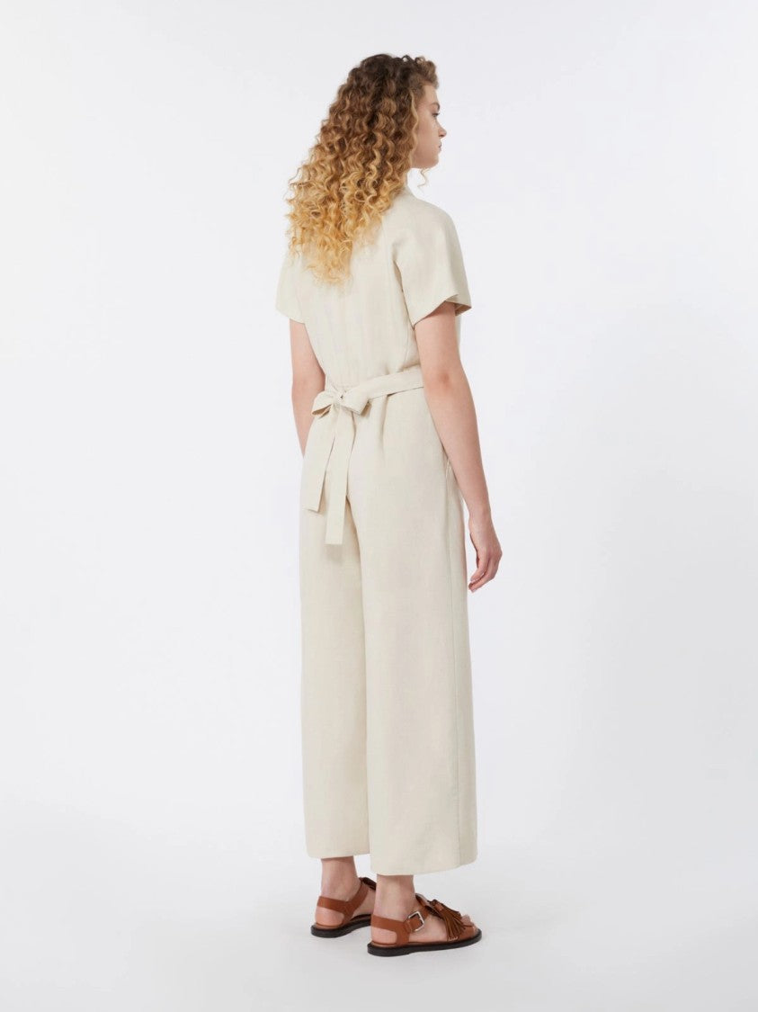 Max Mara Short-Sleeved Jumpsuit With Wrap Front And Notched Lapel