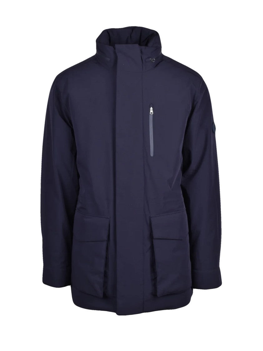 Gant Midlength Dark Blue Parka With Removable Vest And Functional Pockets