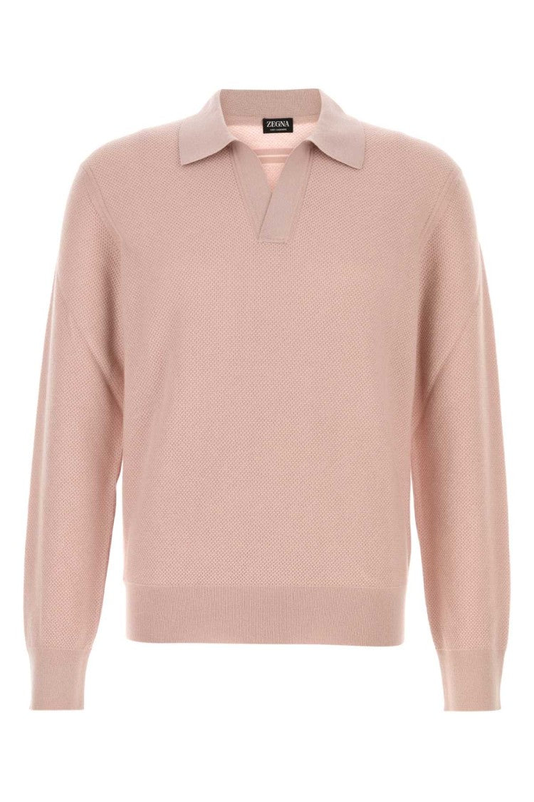 Zegna Pink Cashmere Polo Shirt