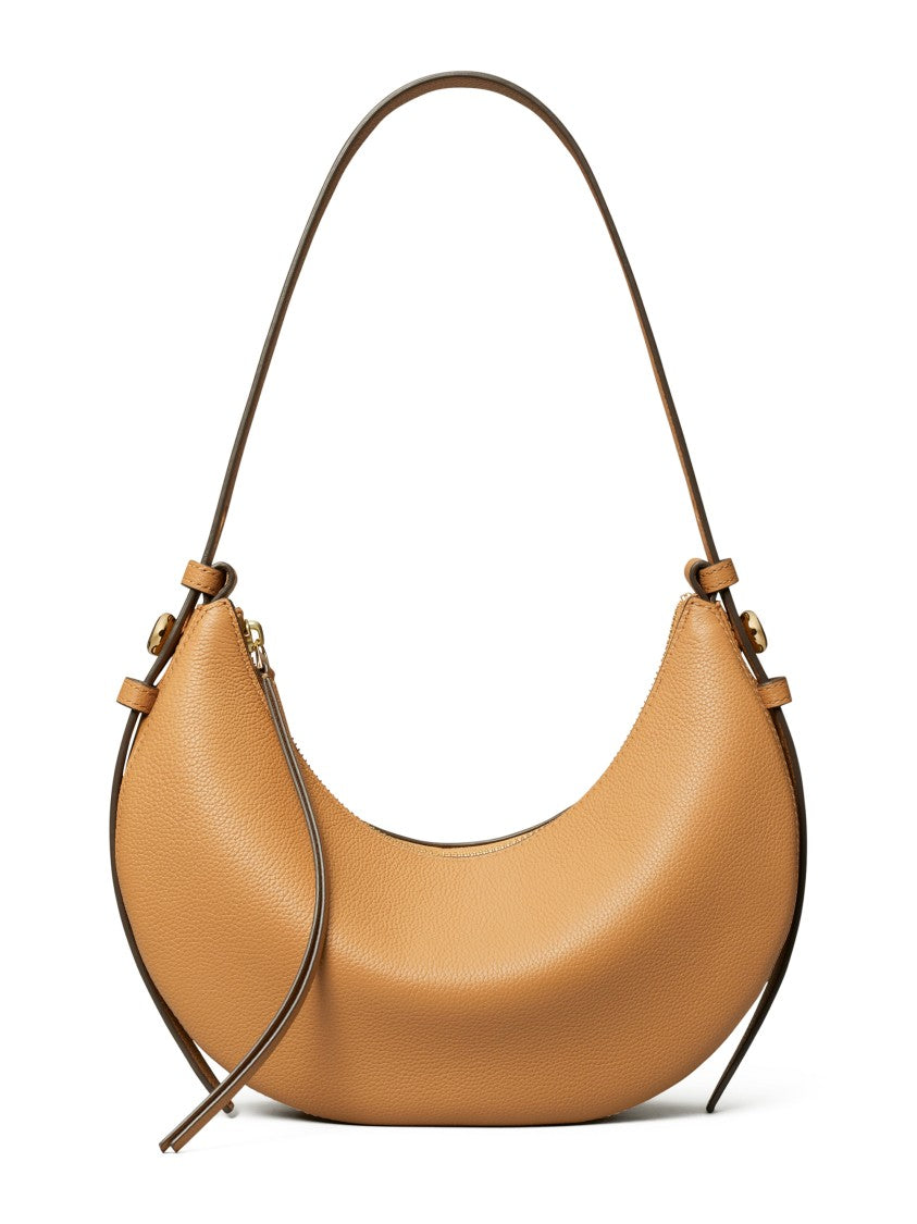 Tory Burch Crescent-Shaped Textured Leather Romy Half Moon Bag