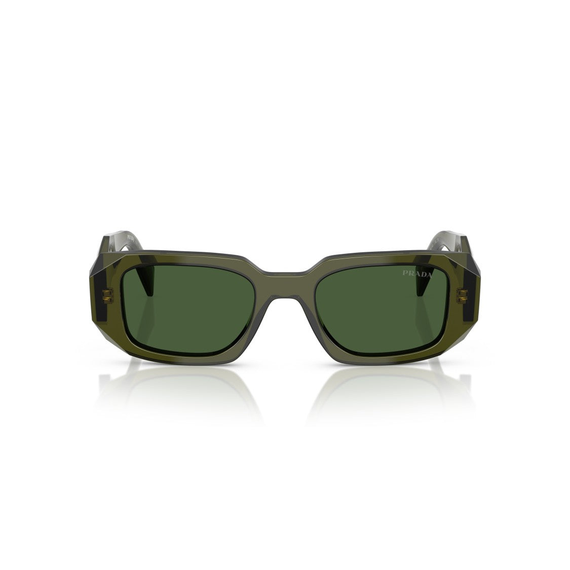 Prada 0Pr 17Ws Translucent Olive Green Rectangle Frame Sunglasses