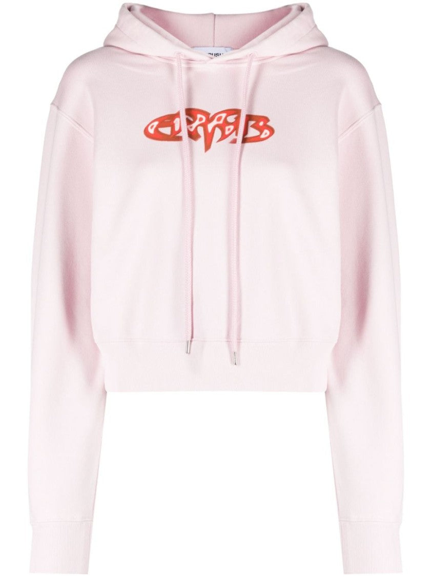 Ambush Light Pink Amb Graphic Cropped Cotton Hoodie