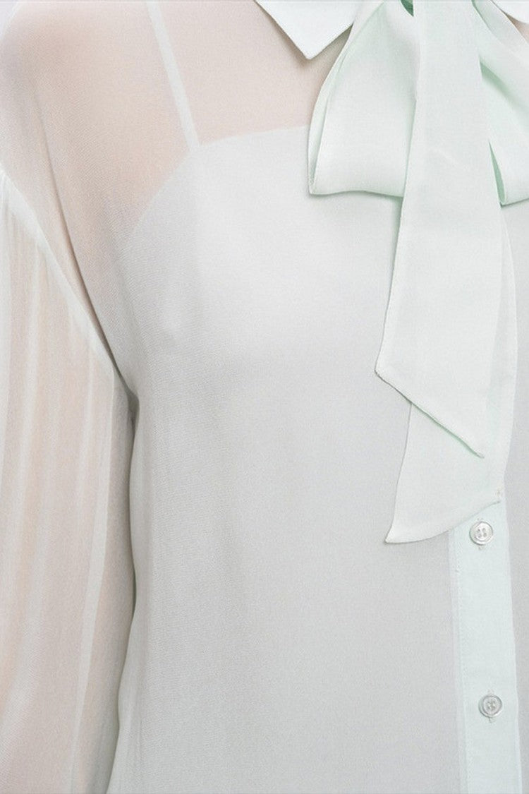 Twin-Set Sky Blue Tie-Neck Blouse