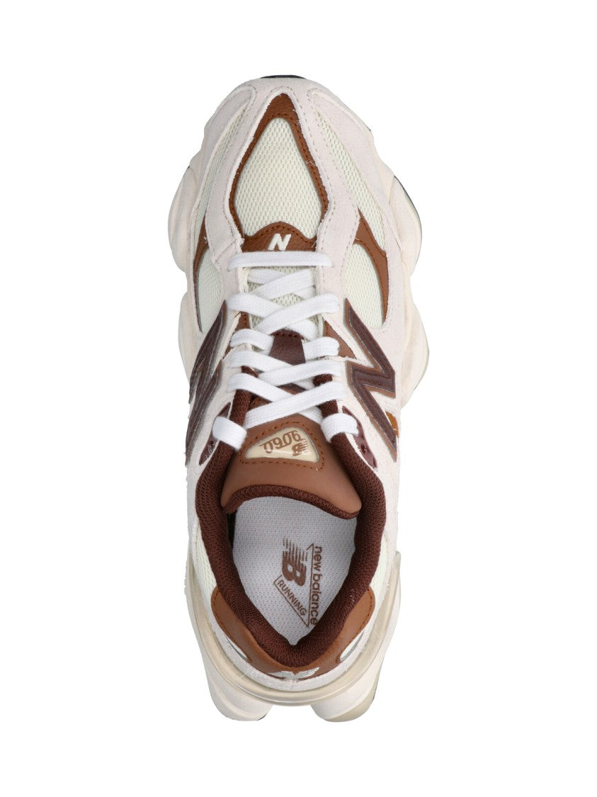 New Balance 9060 Cream Suede Round Toe Sneakers