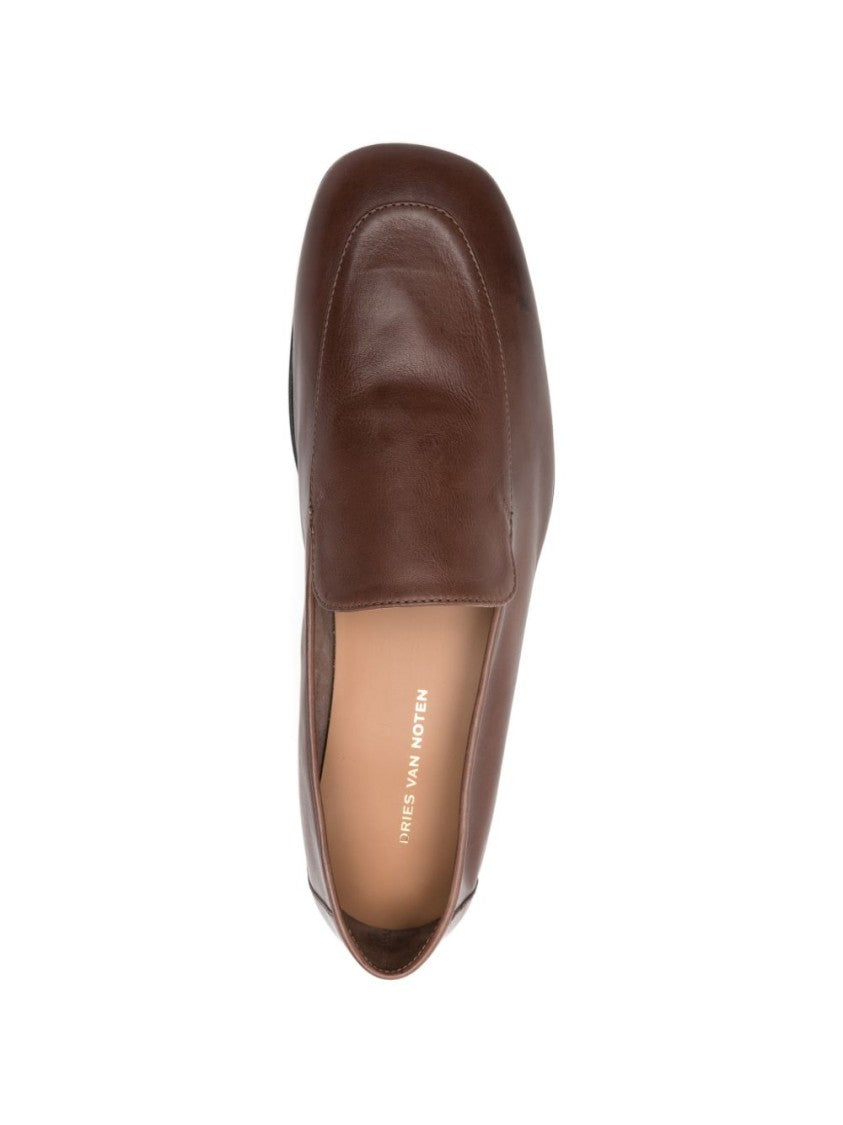 Dries Van Noten Brown Minimalist Slip On Almond Flats